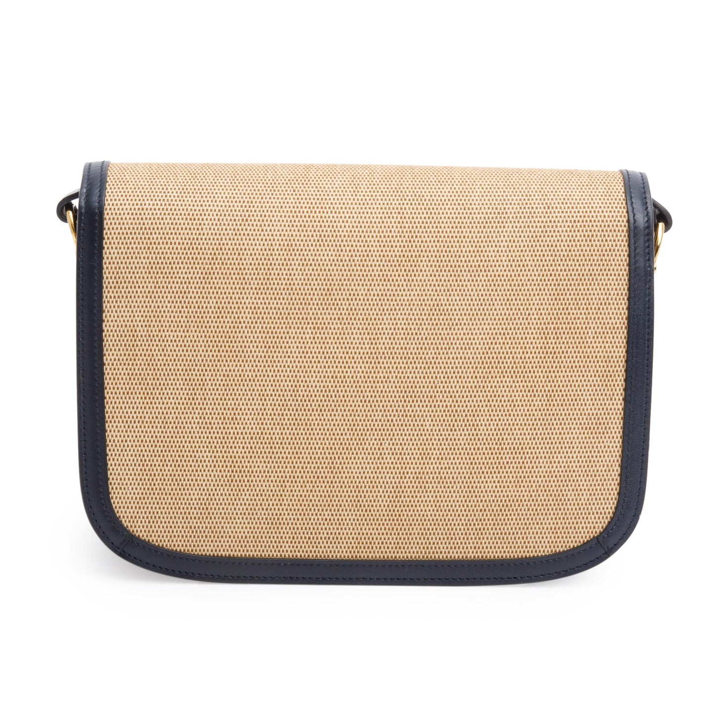 Gucci Beige Vintage Rice Canvas Black Leather Trim Horsebit 1955 Small Shoulder Bag