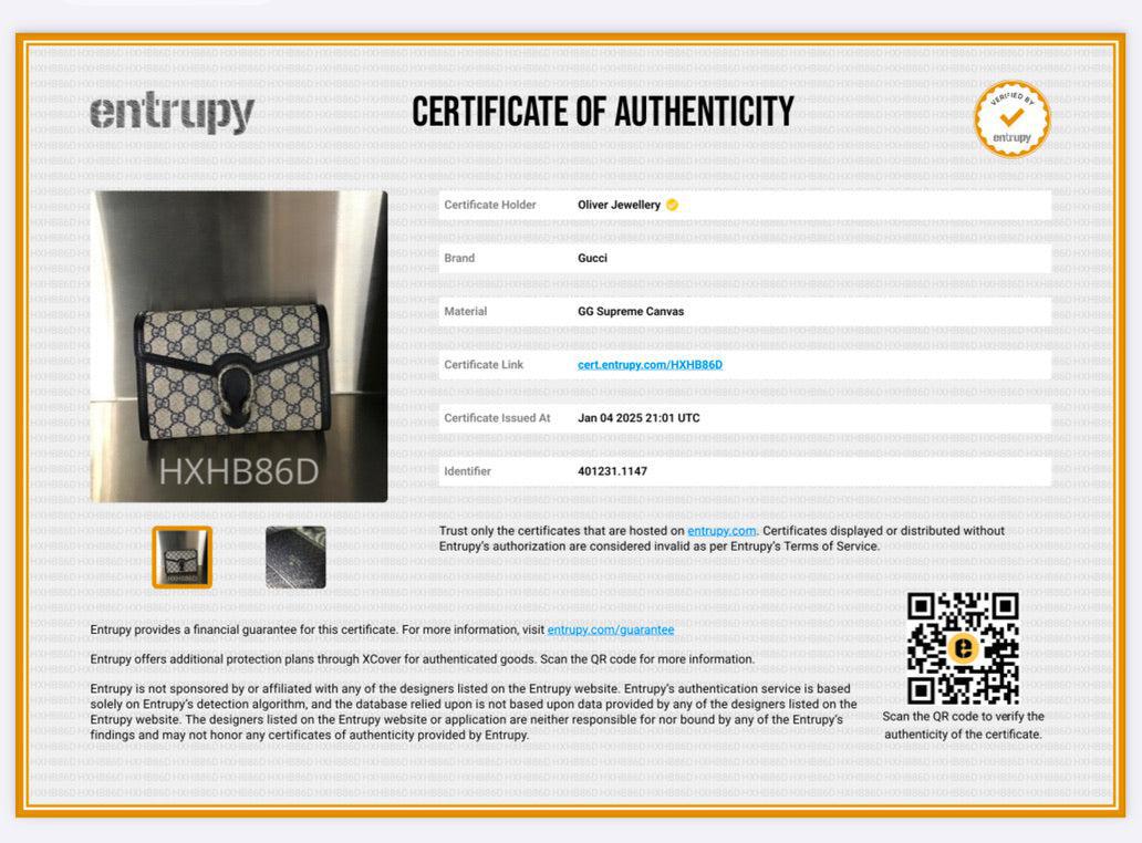 Gucci Beige/Blue Dionysus GG Supreme Wallet on Chain
