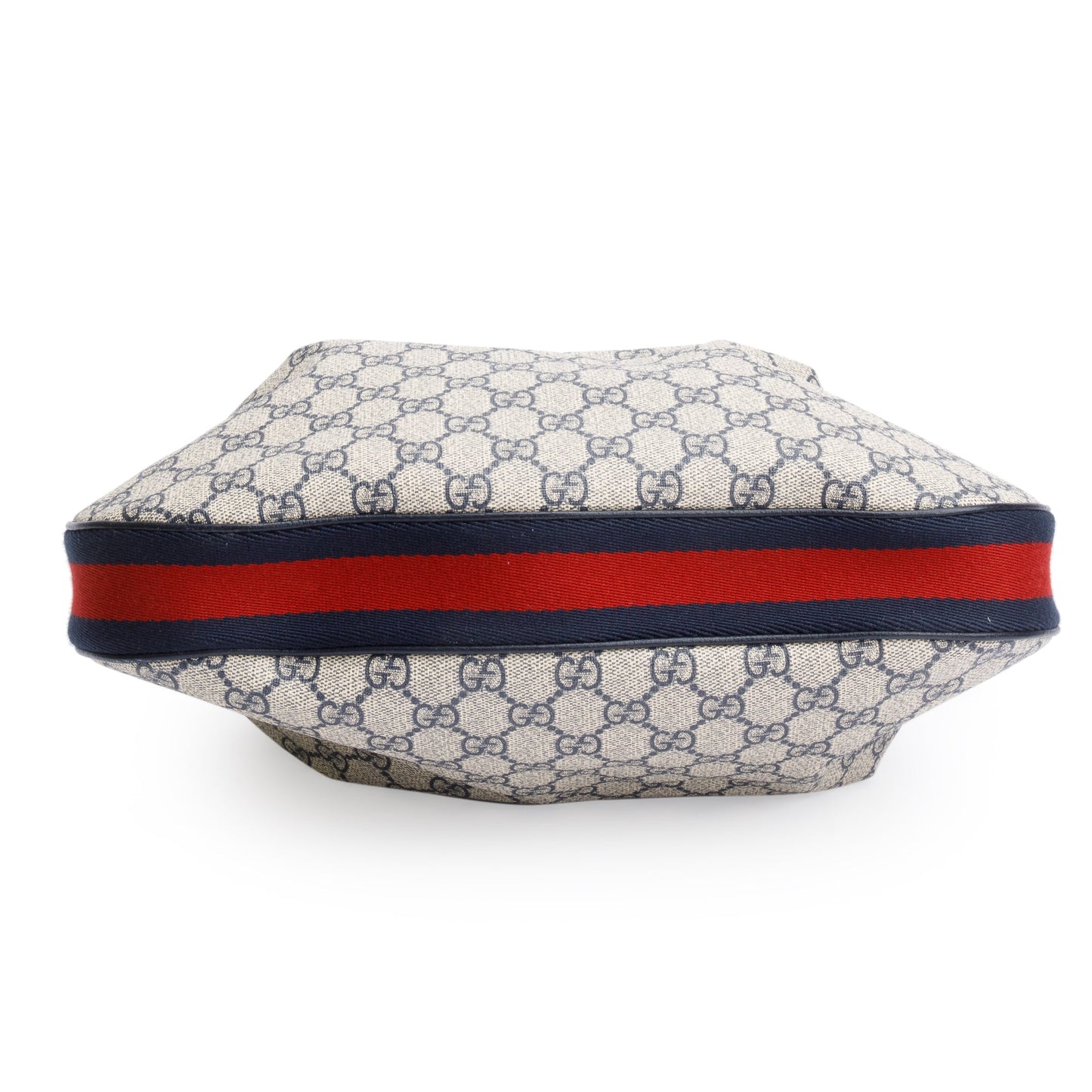 Gucci Beige/Navy GG Supreme Web Attache Medium Hobo Bag