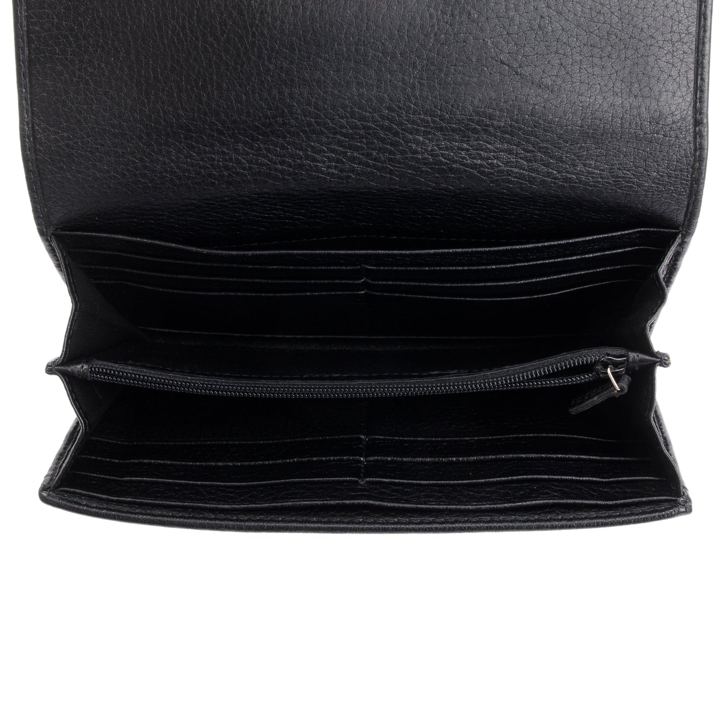 Gucci Black Calfskin Leather Bamboo Flap Continental Wallet