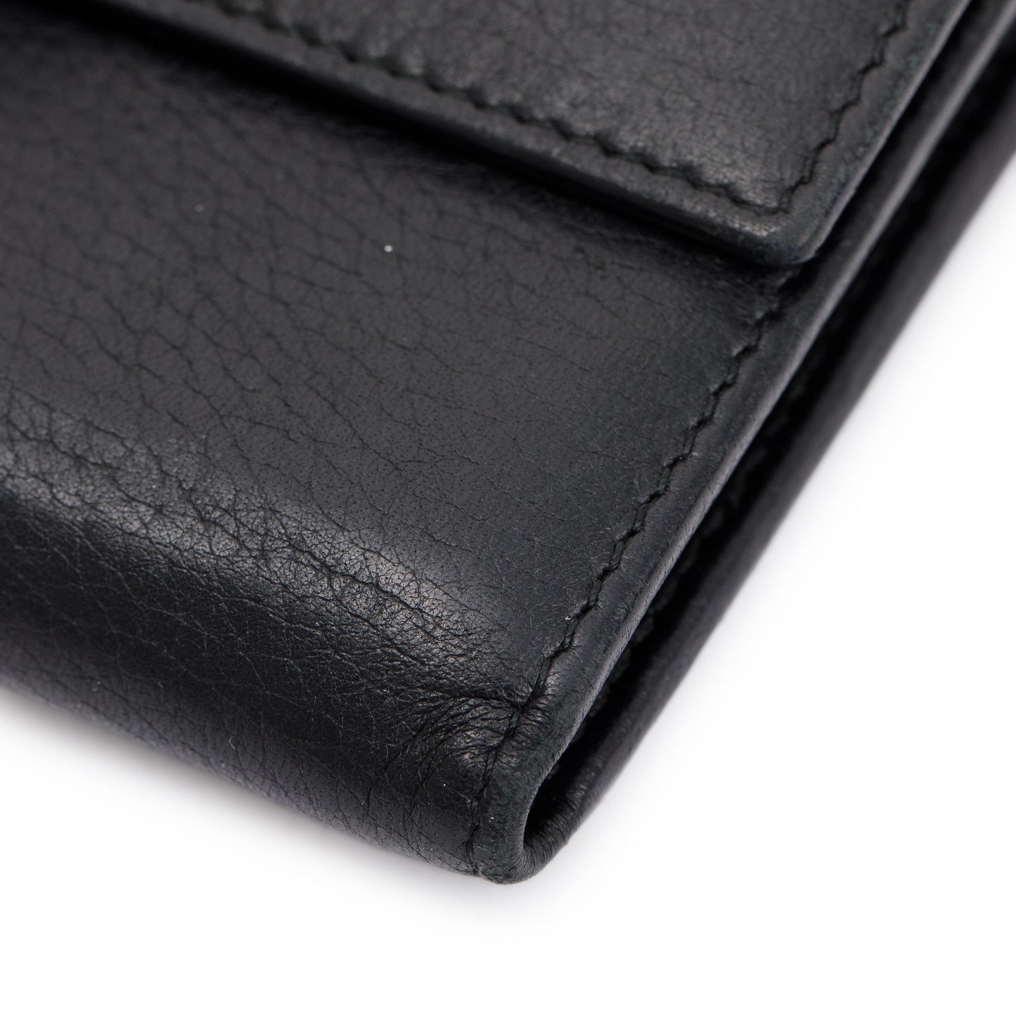 Gucci Black Calfskin Leather Bamboo Flap Continental Wallet