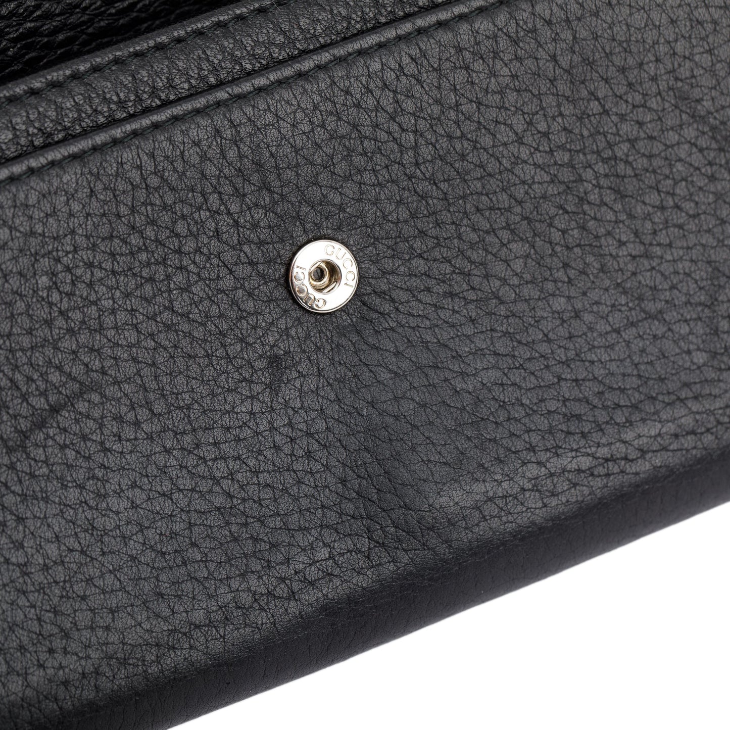 Gucci Black Calfskin Leather Bamboo Flap Continental Wallet