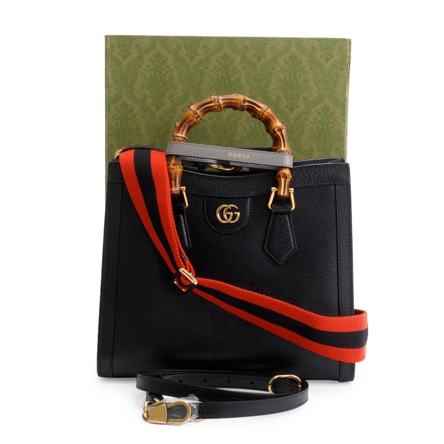 Gucci Black Calfskin Leather Diana Small Tote Bag
