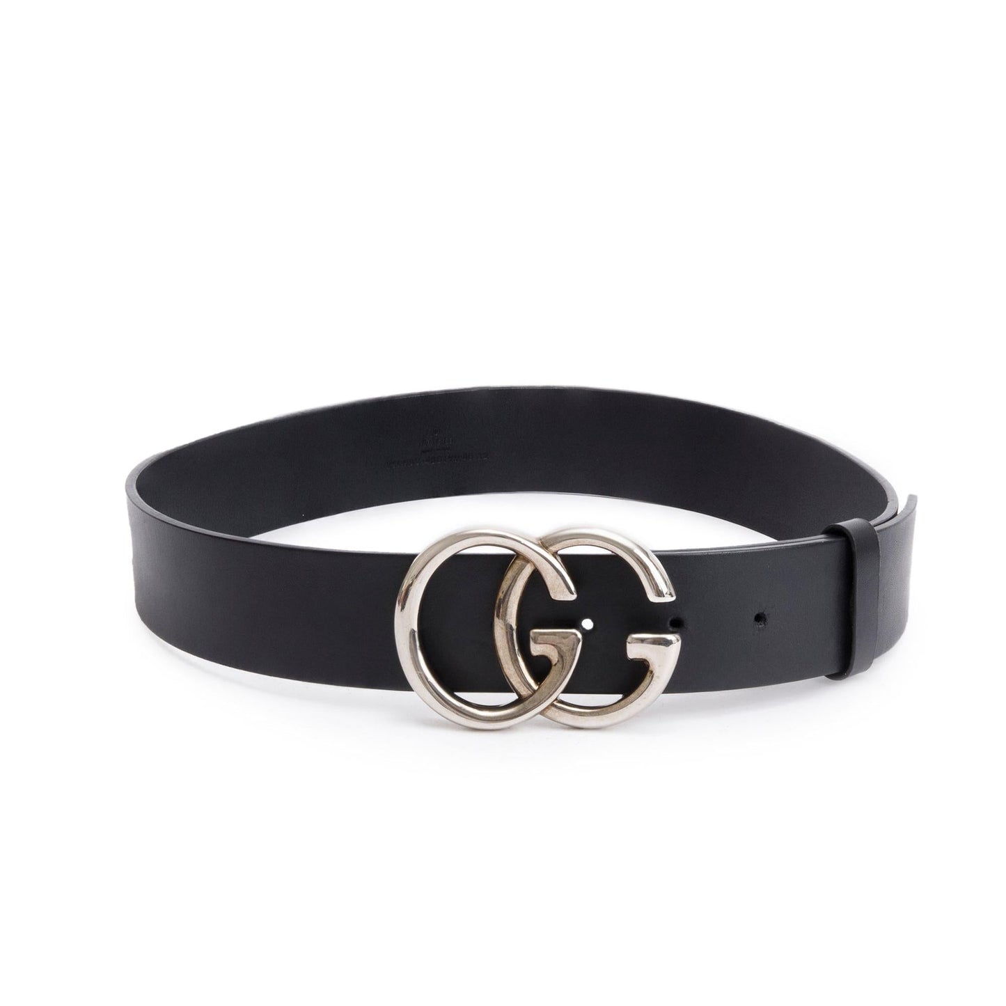 Gucci Black Calfskin Leather  Double G Wide Leather Belt 80 32