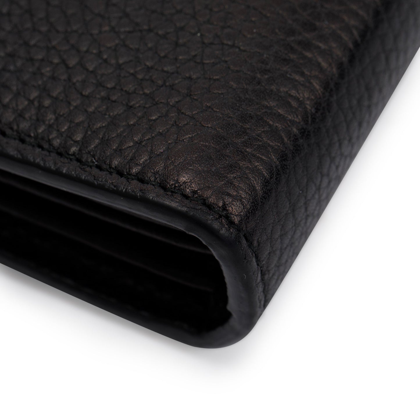Gucci Black Calfskin Leather GG Marmont Chain Wallet
