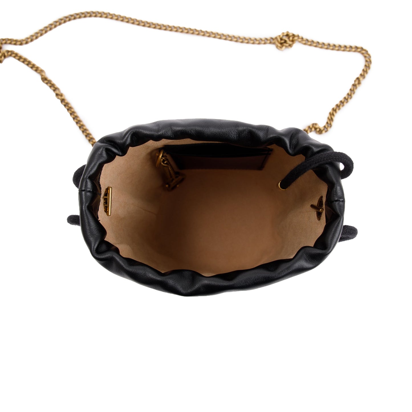 Gucci Black Calfskin Leather GG Marmont Mini Bucket Bag
