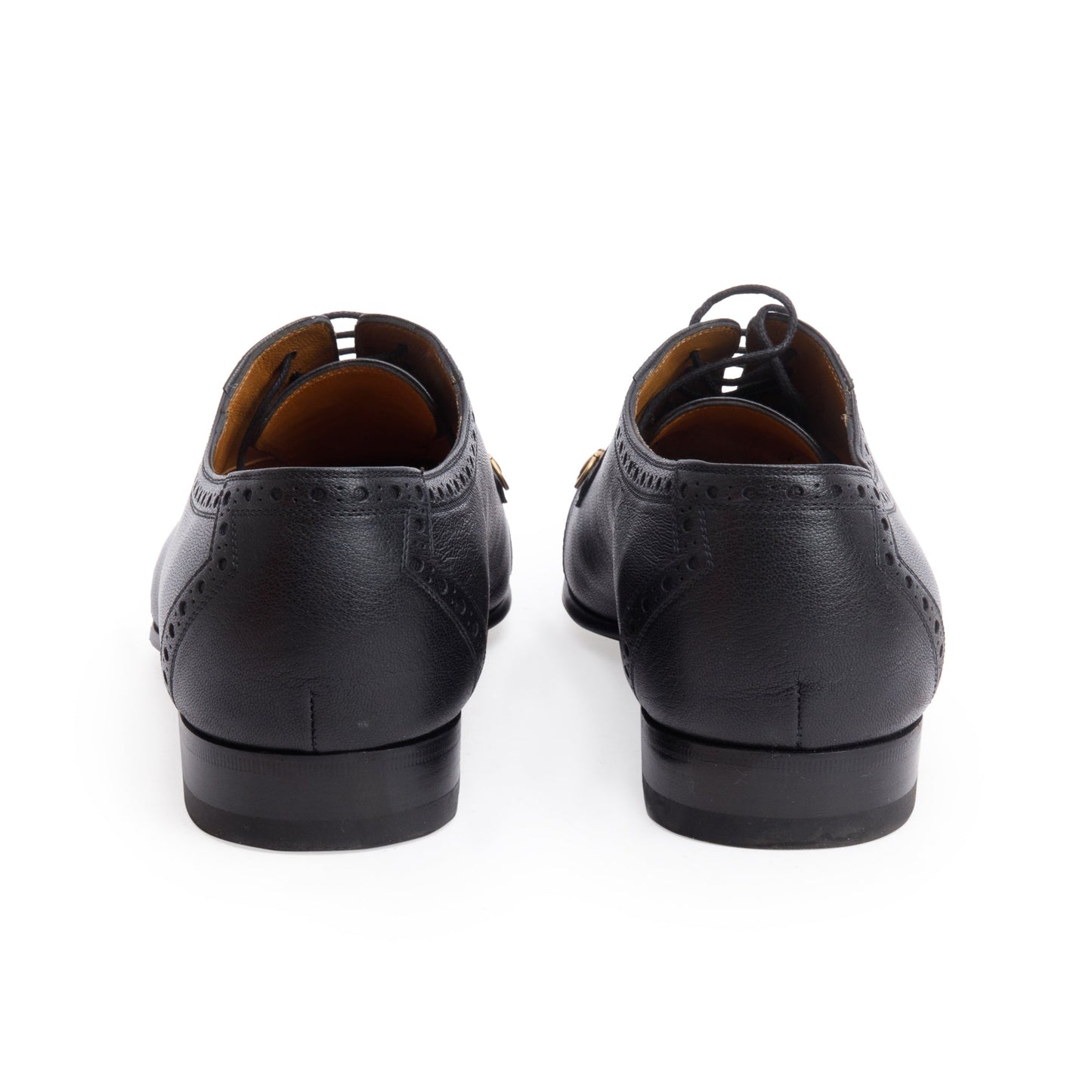 Gucci Black Calfskin Leather Horsebit Accent Lace-Up Shoe, Size 10