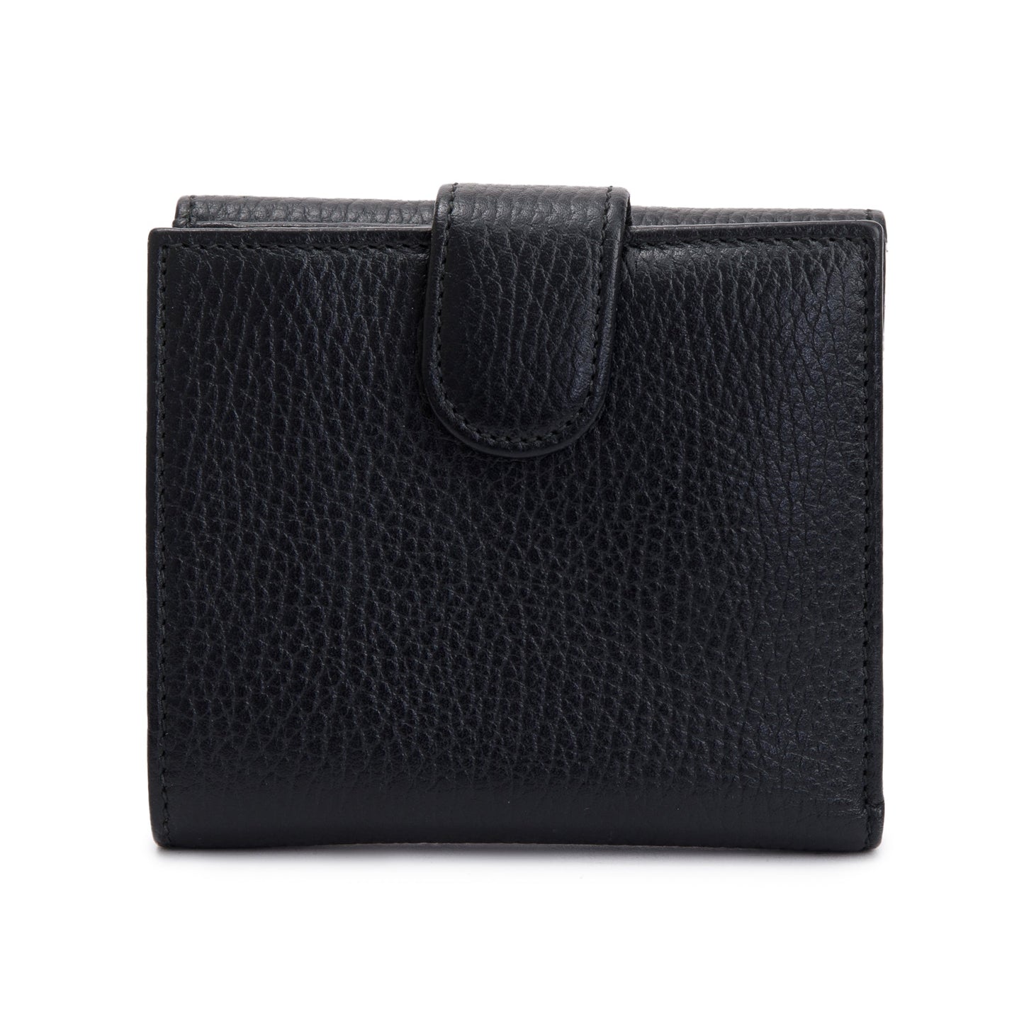 Gucci Black Calfskin Leather Interlocking G Logo Dollar French Wallet