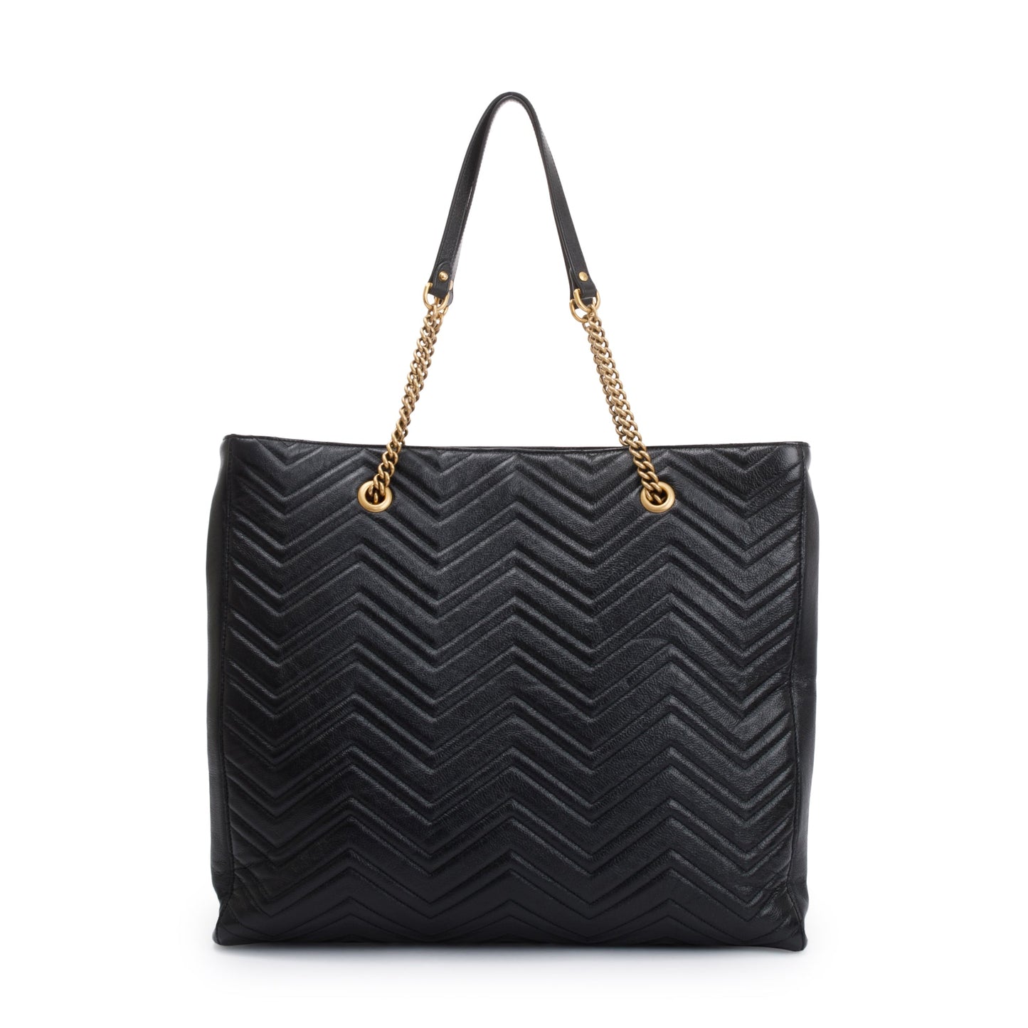 Gucci Black Calfskin Leather Large GG Marmont Matelasse Slim Tote