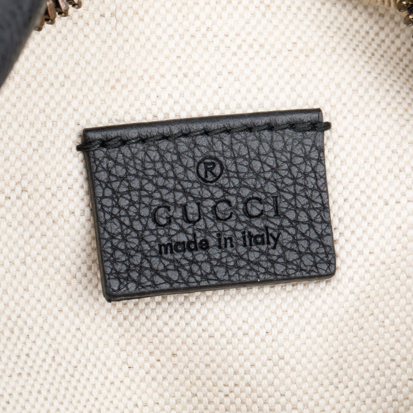 Gucci Black Calfskin Leather Logo Print Small Belt Bag