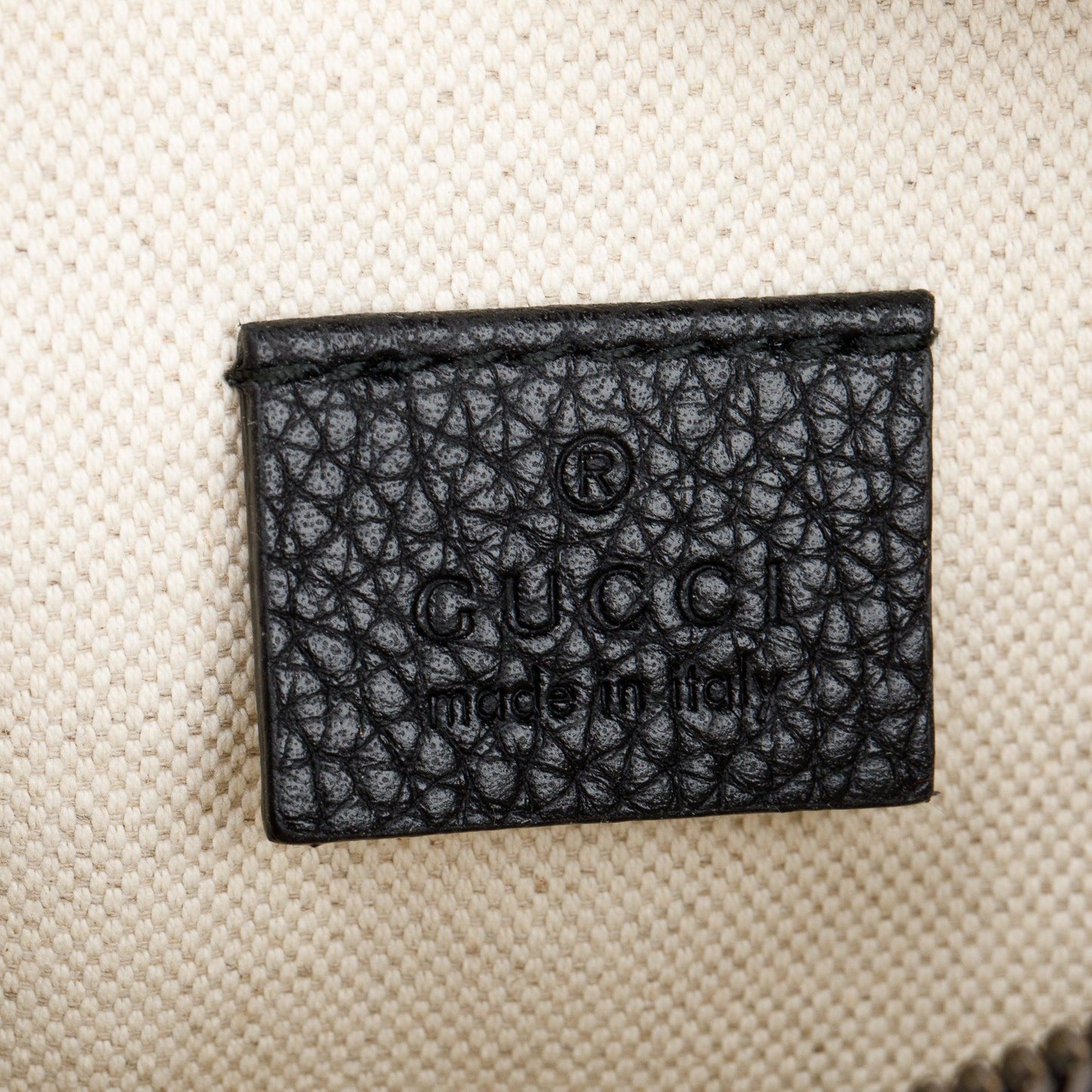 Gucci Black Calfskin Leather Logo Print Small Belt Bag