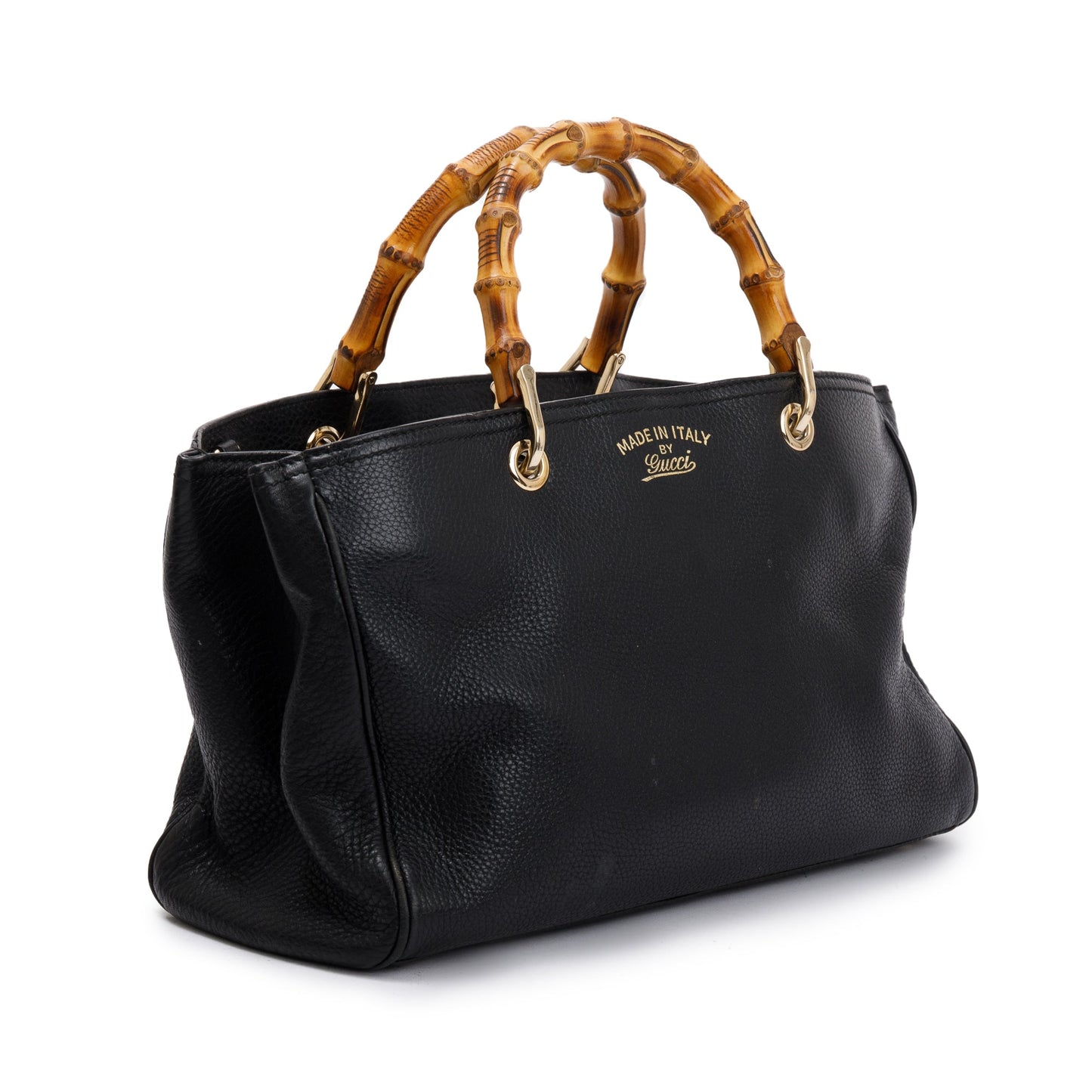 Gucci Black Calfskin Leather Medium Bamboo Shopper Tote