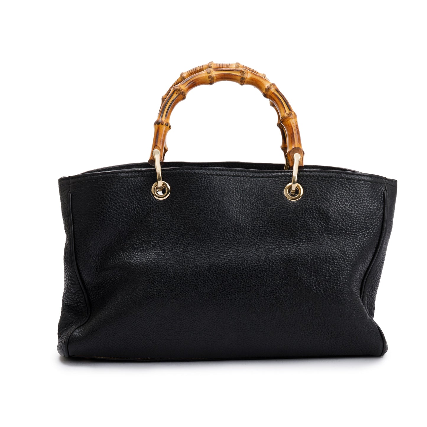 Gucci Black Calfskin Leather Medium Bamboo Shopper Tote