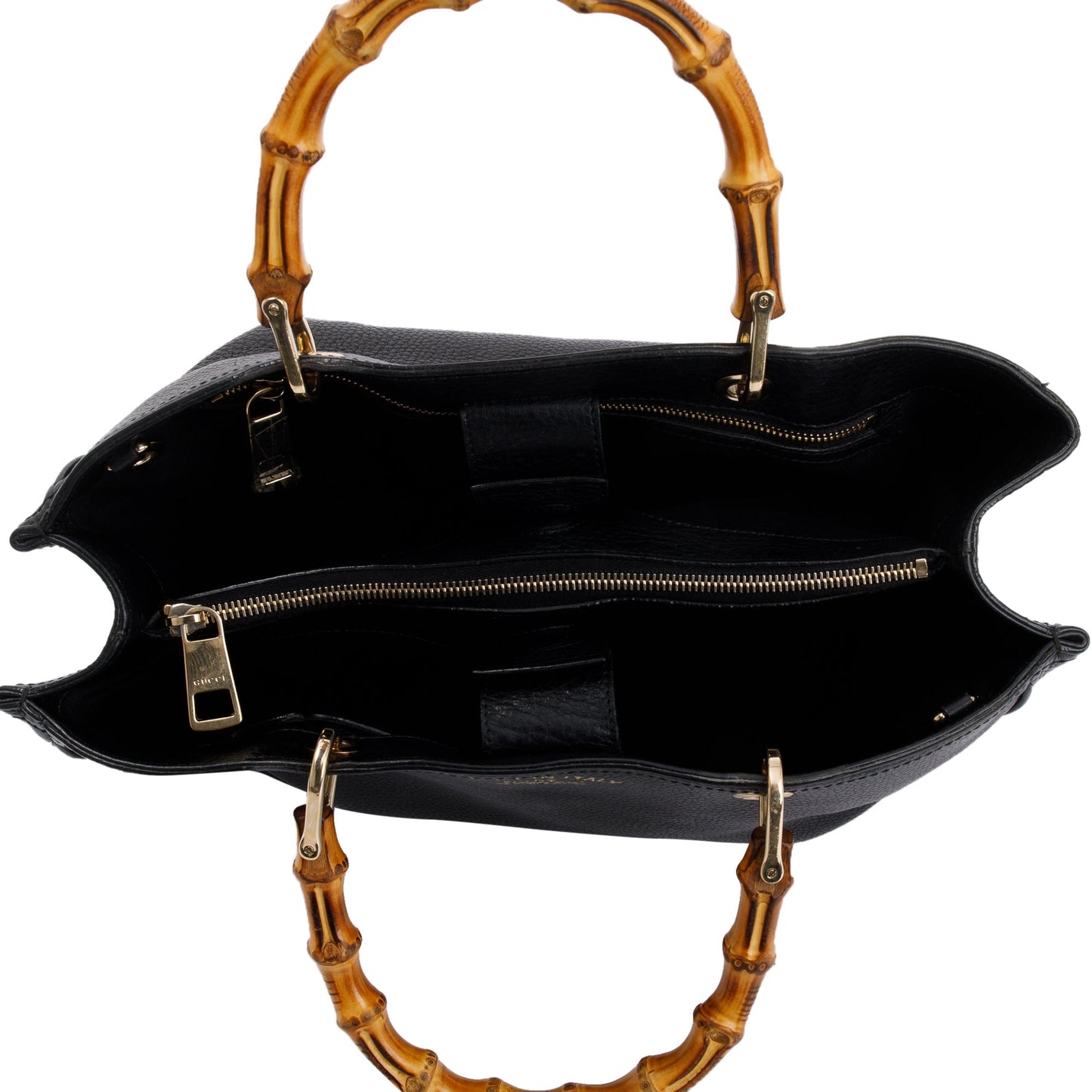 Gucci Black Calfskin Leather Medium Bamboo Shopper Tote