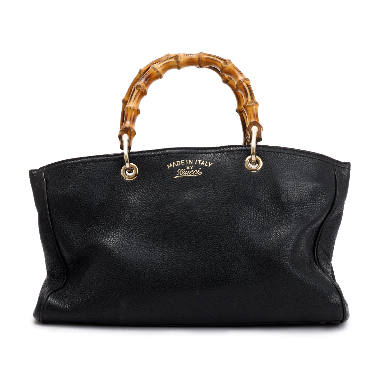 Gucci Black Calfskin Leather Medium Bamboo Shopper Tote