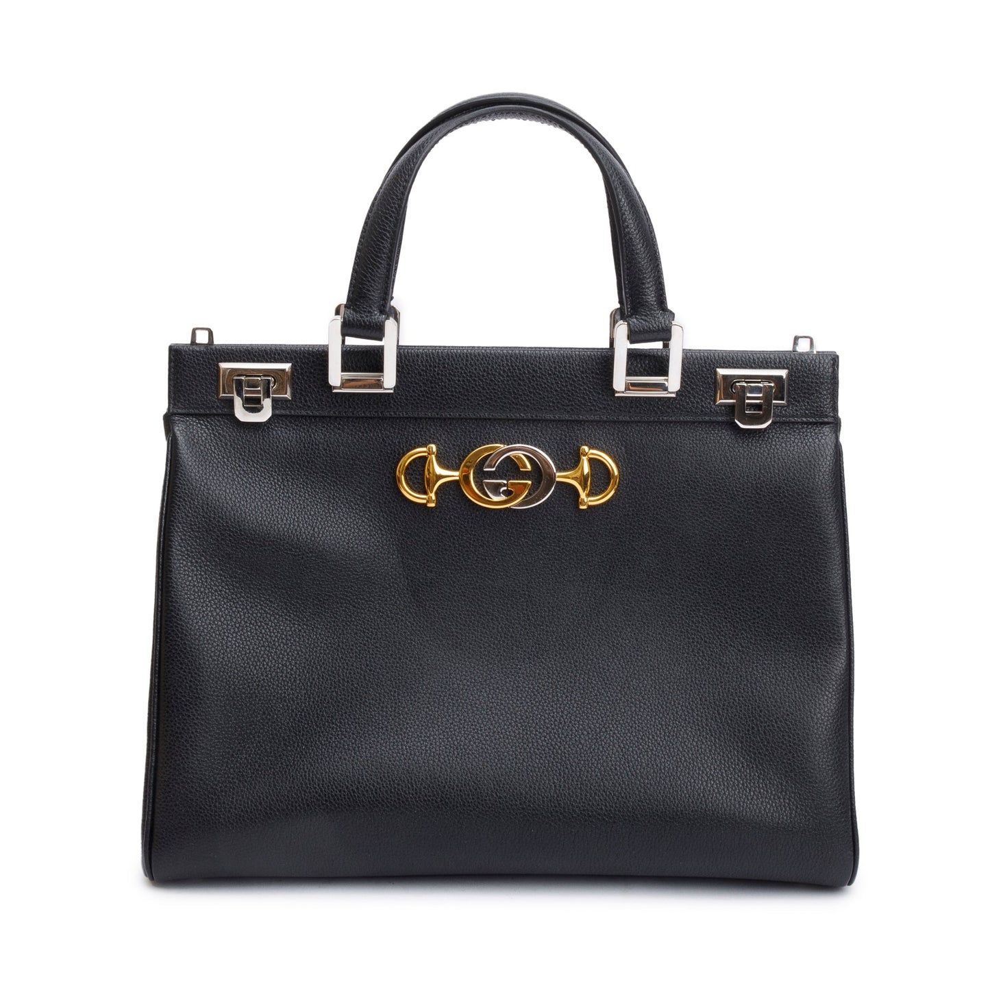Gucci Black Calfskin Leather Medium Zumi Top Handle Bag
