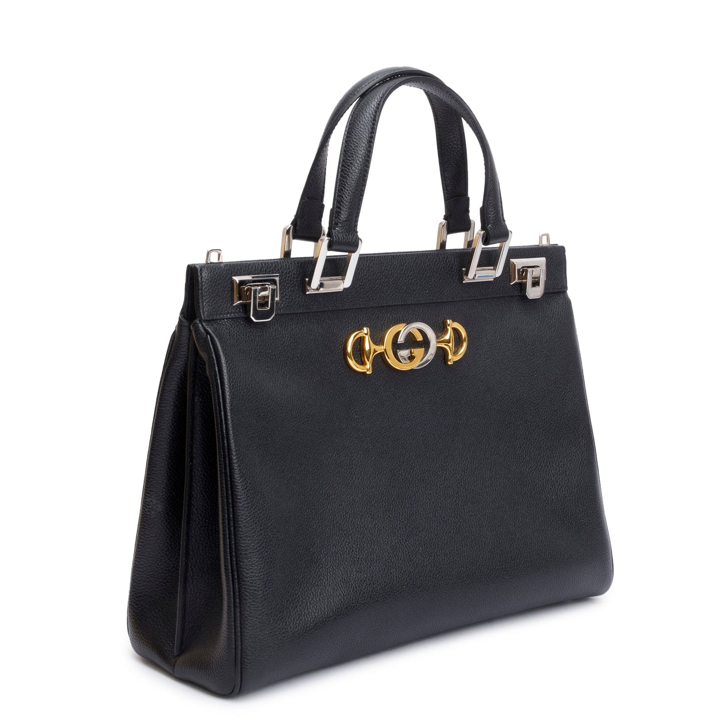 Gucci Black Calfskin Leather Medium Zumi Top Handle Bag
