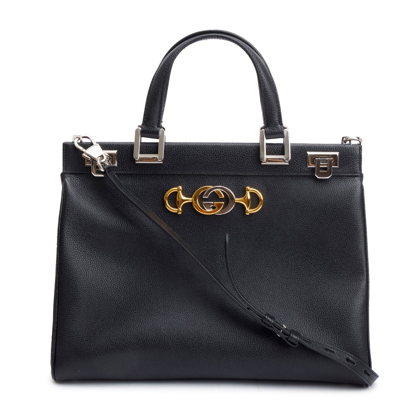 Gucci Black Calfskin Leather Medium Zumi Top Handle Bag