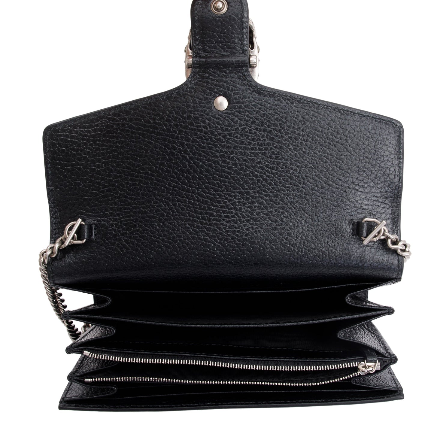 Gucci Black Calfskin Leather Mini Dionysus Chain Wallet