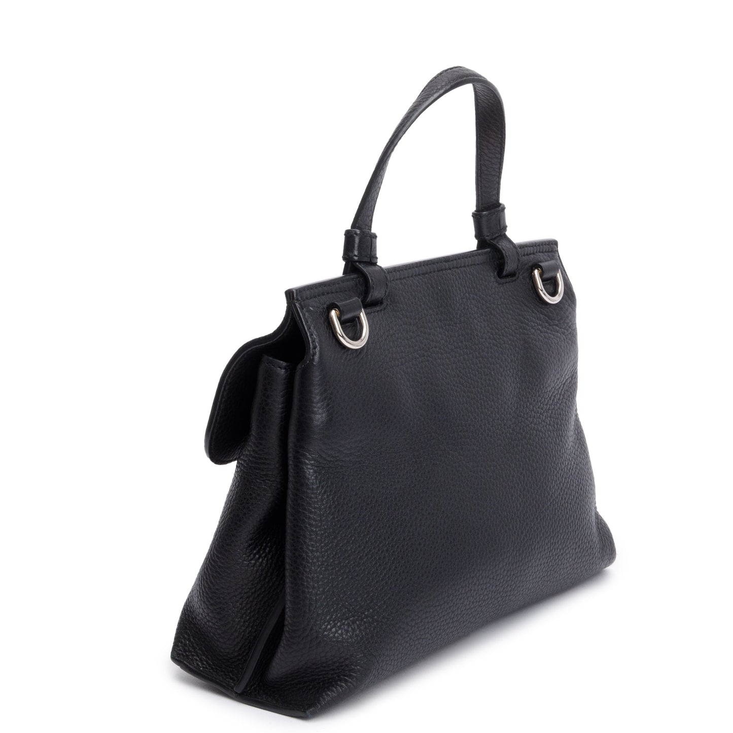 Gucci Black Calfskin Leather Small Bamboo Daily Top Handle Bag