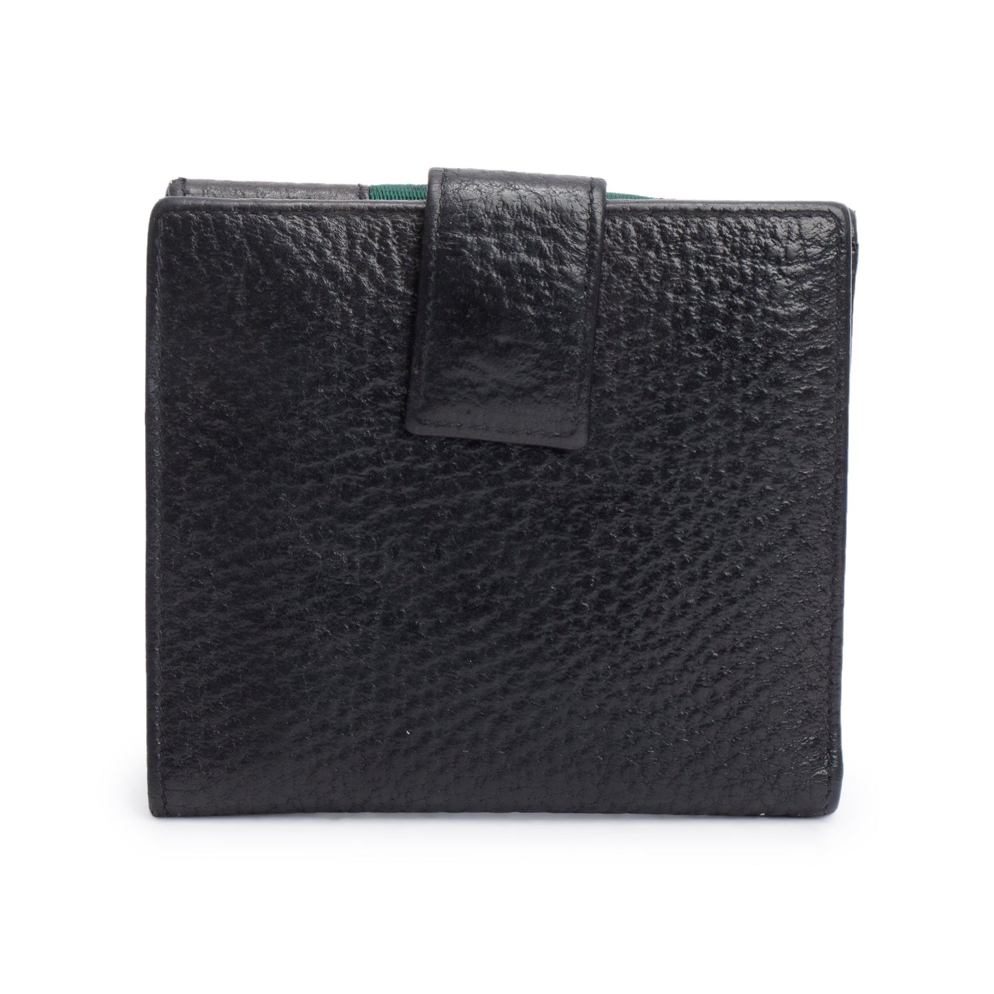 Gucci Black Calfskin Leather Web Interlocking G Logo Dollar French Flap Wallet