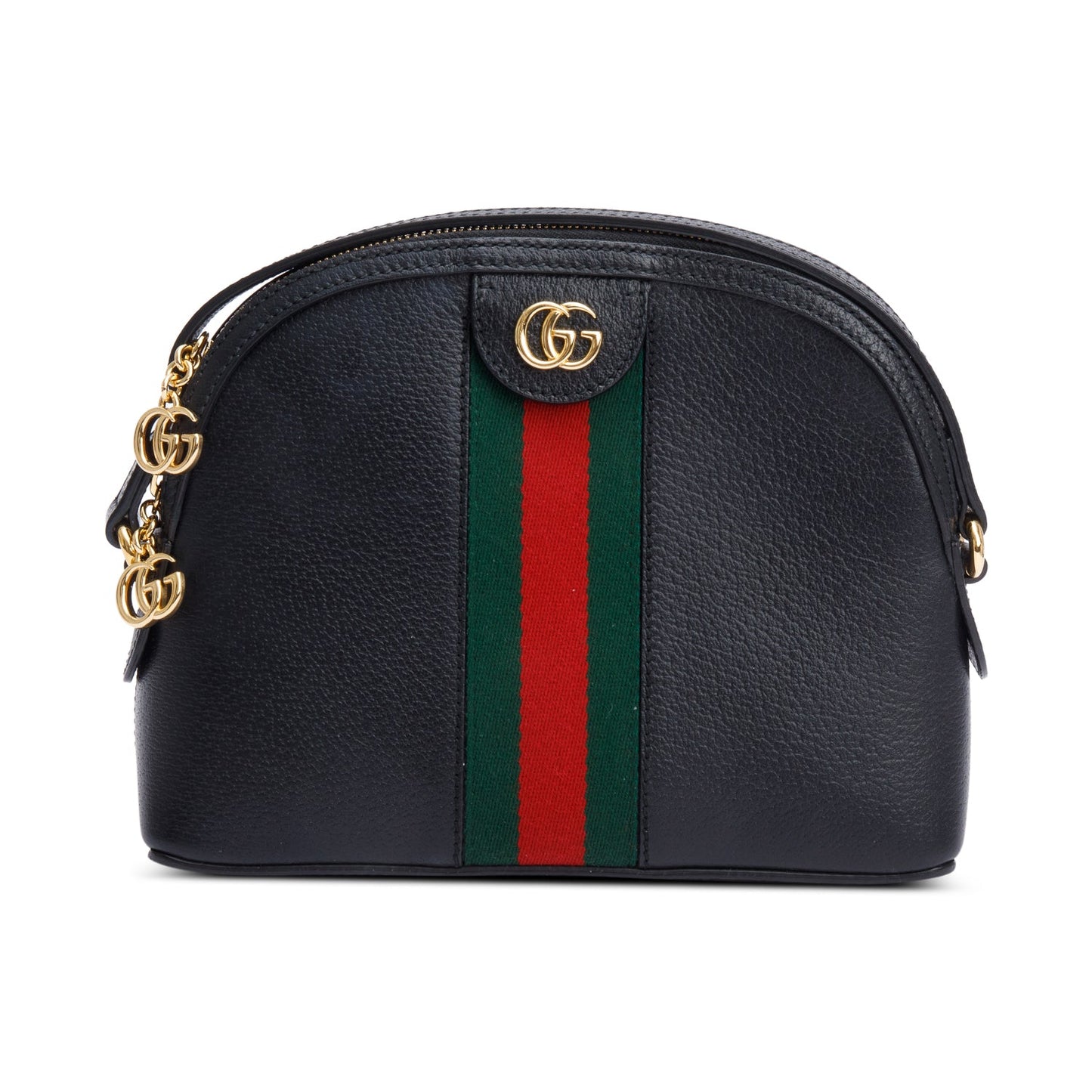 Gucci Black Calfskin Leather Web Small Ophidia Dome Crossbody Bag