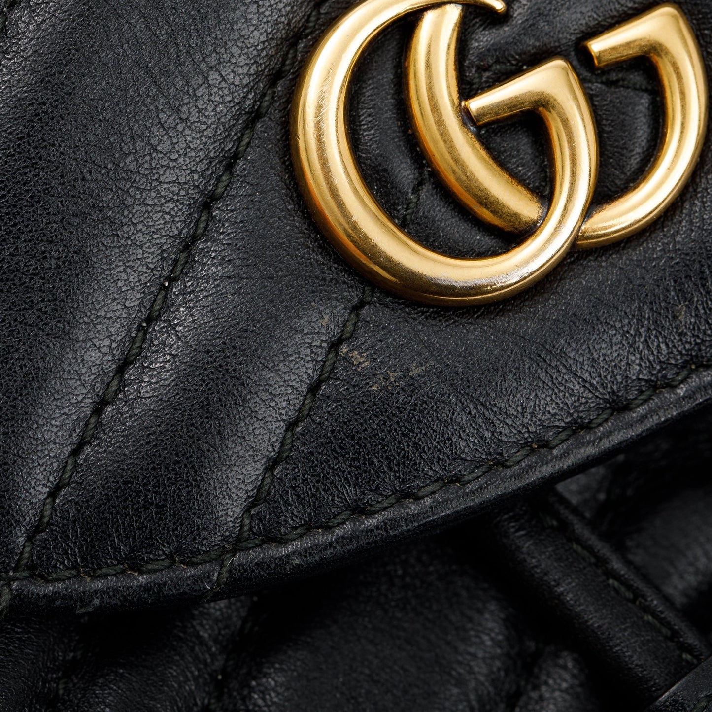Gucci Black Calfskin Matelasse GG Marmont Flap Backpack