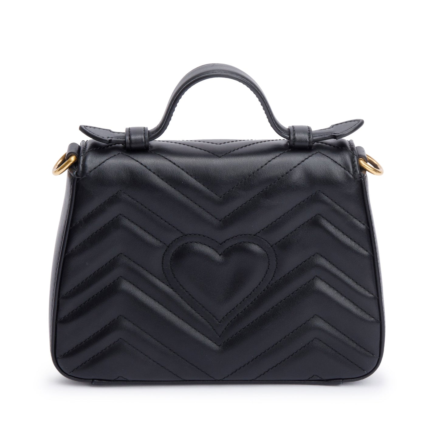 Gucci Black Calfskin Matelasse GG Marmont Mini Top Handle Shoulder Bag