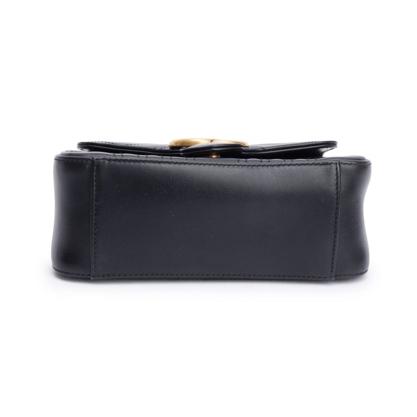 Gucci Black Calfskin Matelasse GG Marmont Mini Top Handle Shoulder Bag