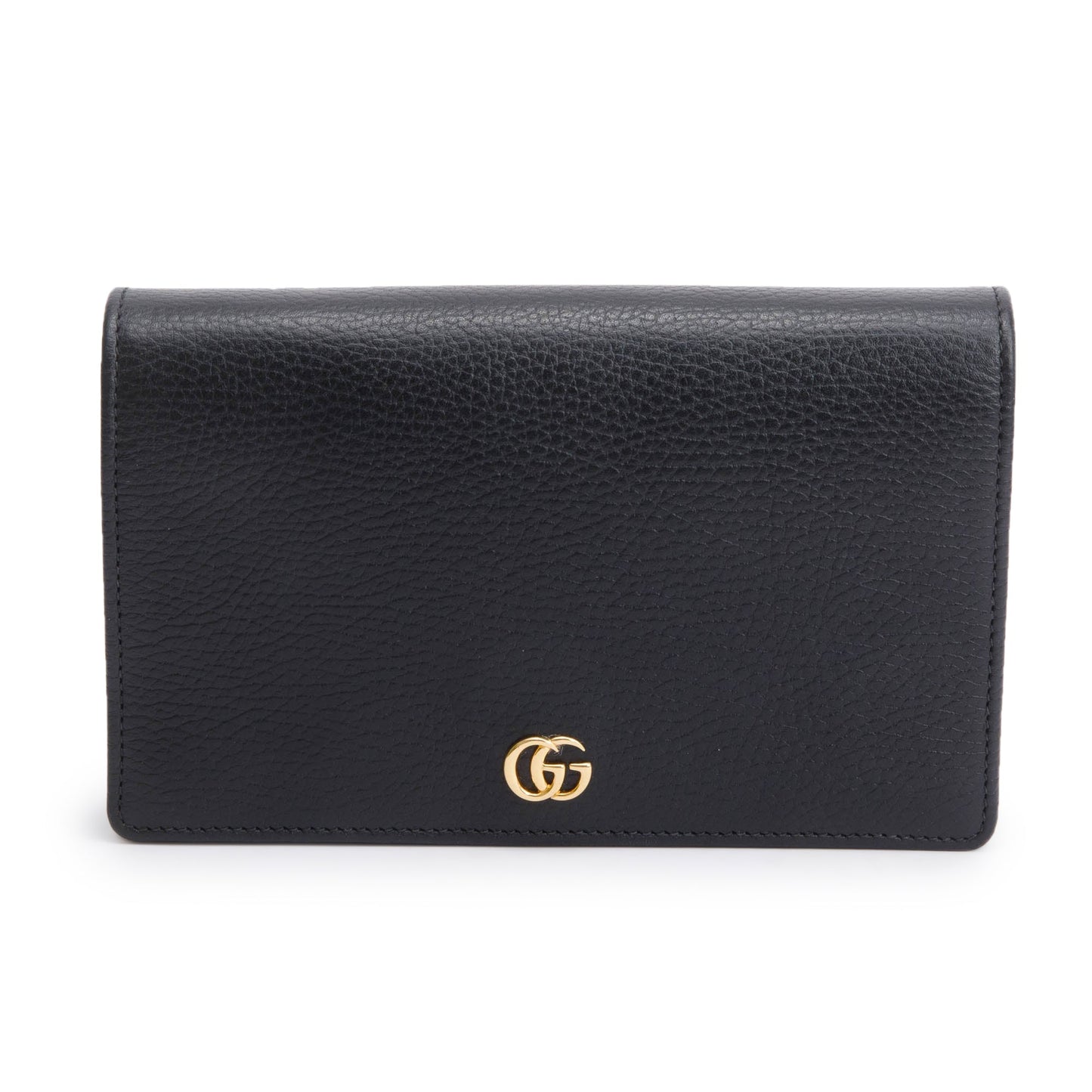 Gucci Black Calfskin Mini GG Marmont Wallet On Chain