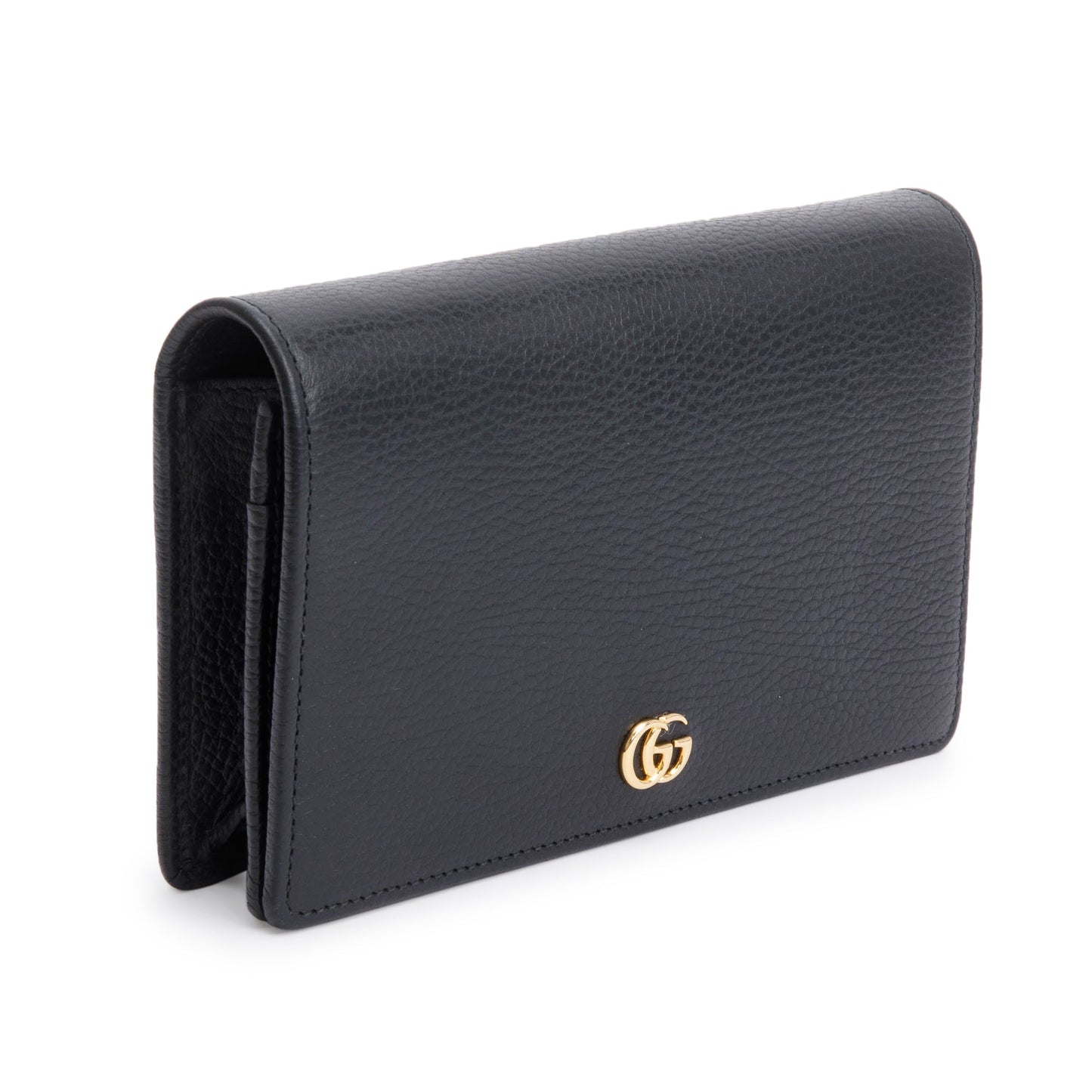 Gucci Black Calfskin Mini GG Marmont Wallet On Chain