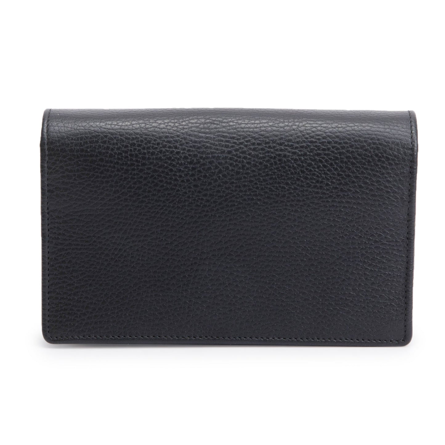 Gucci Black Calfskin Mini GG Marmont Wallet On Chain