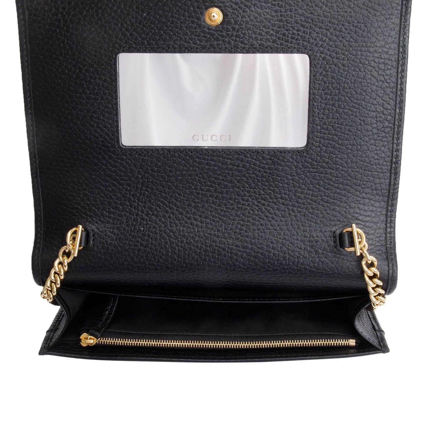 Gucci Black Calfskin Mini GG Marmont Wallet On Chain