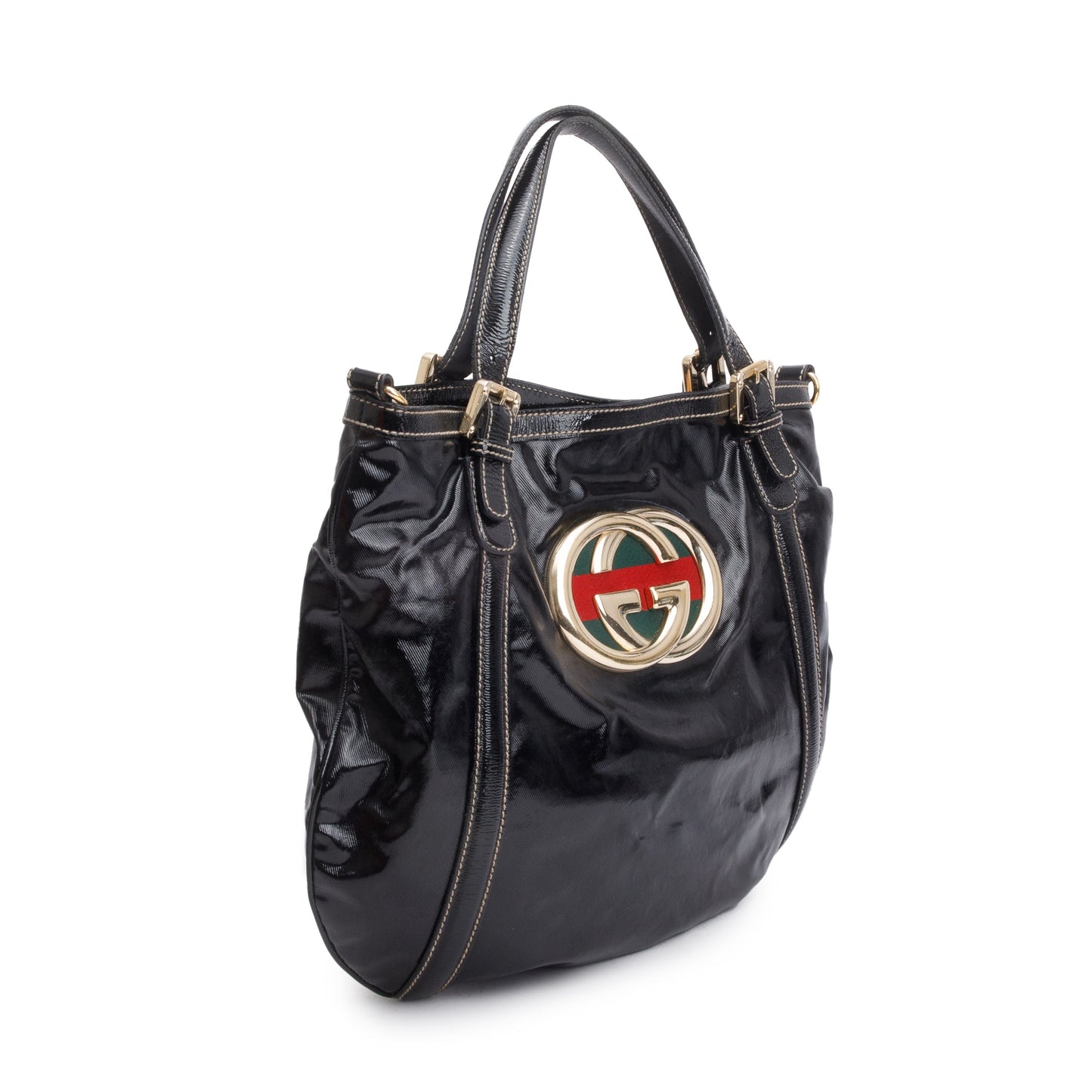 Gucci Black Dialux Coated Canvas Medium Britt Tote Bag