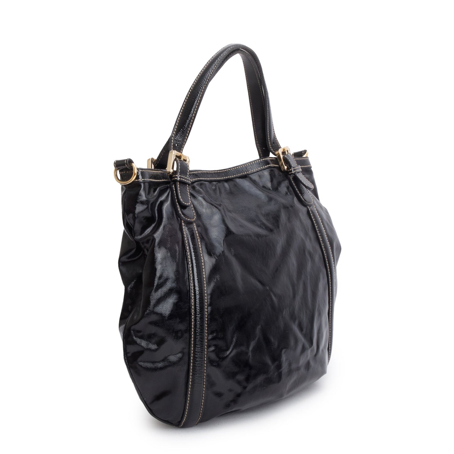 Gucci Black Dialux Coated Canvas Medium Britt Tote Bag
