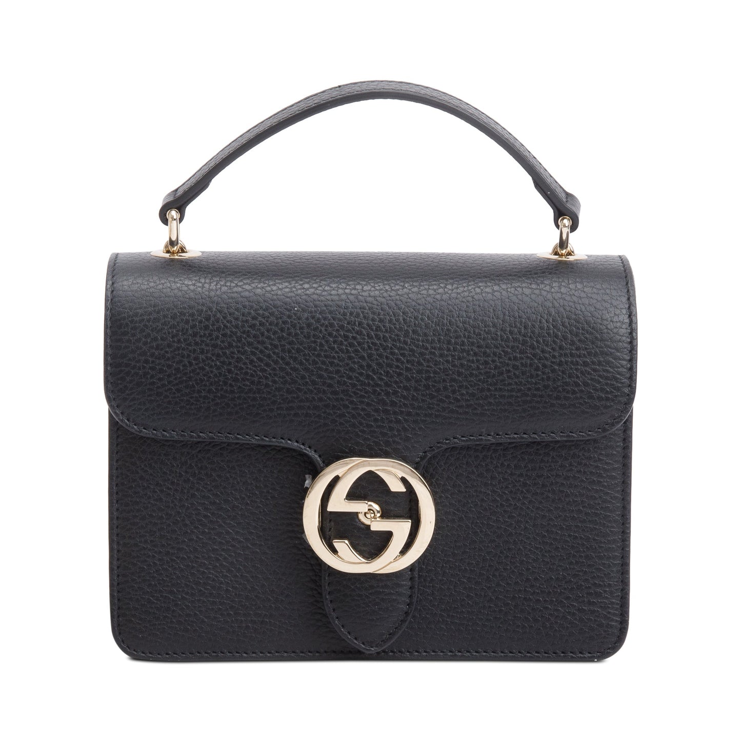 Gucci Black Dollar Calfskin Leather Interlocking GG Small Chain Shoulder Bag