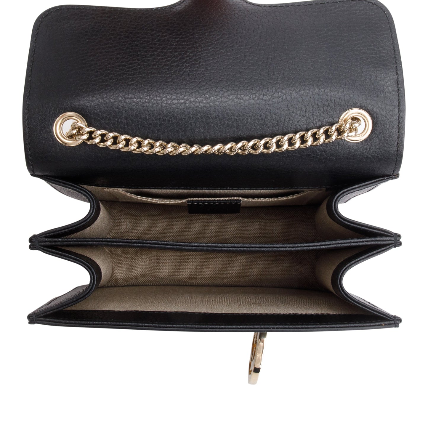 Gucci Black Dollar Calfskin Leather Interlocking GG Small Chain Shoulder Bag