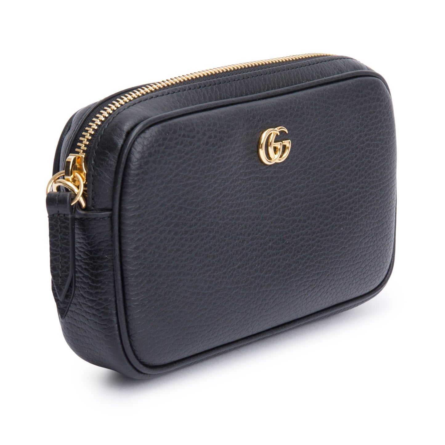 Gucci Black Dollar Calfskin Leather Super Mini GG Marmont Chain Shoulder Bag