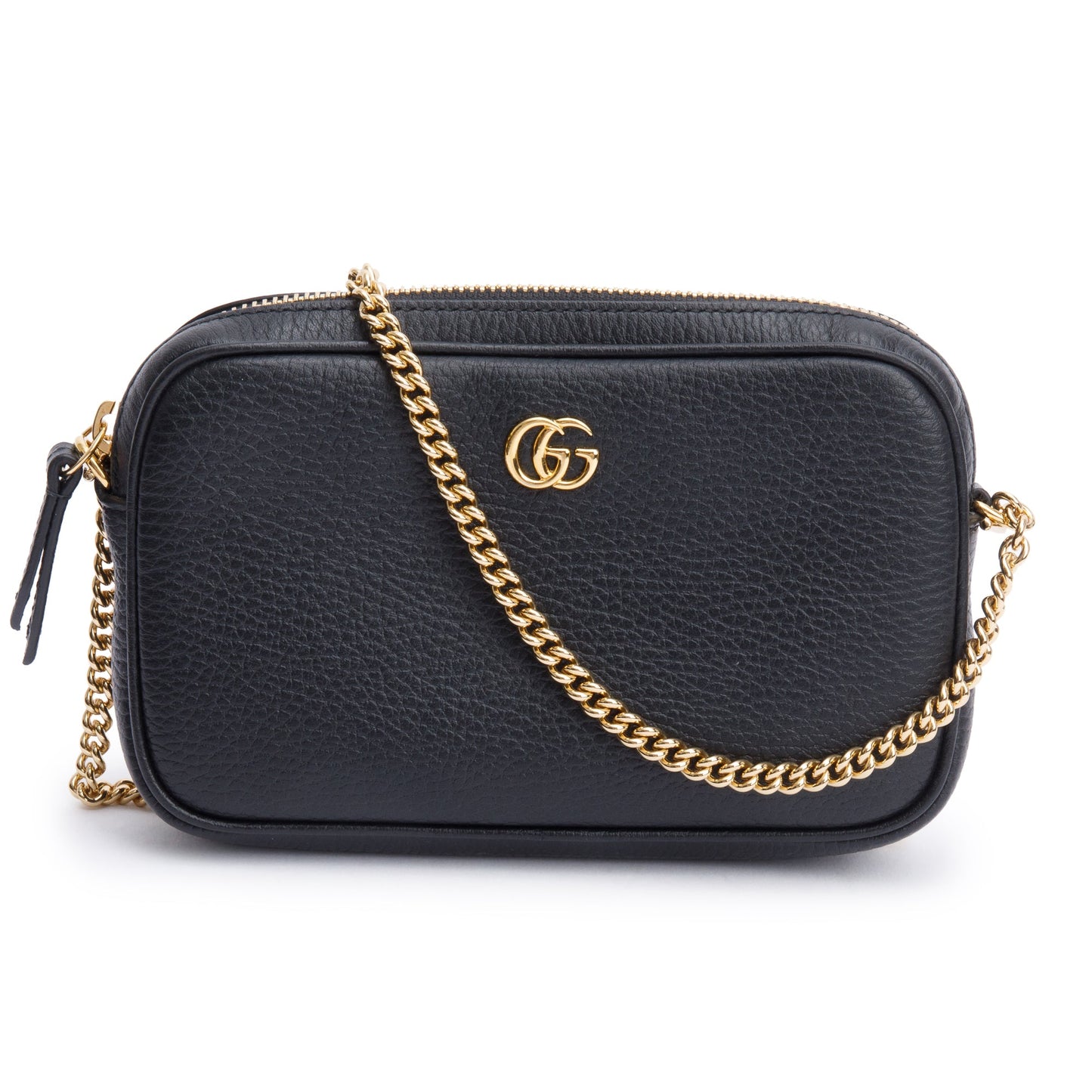 Gucci Black Dollar Calfskin Leather Super Mini GG Marmont Chain Shoulder Bag