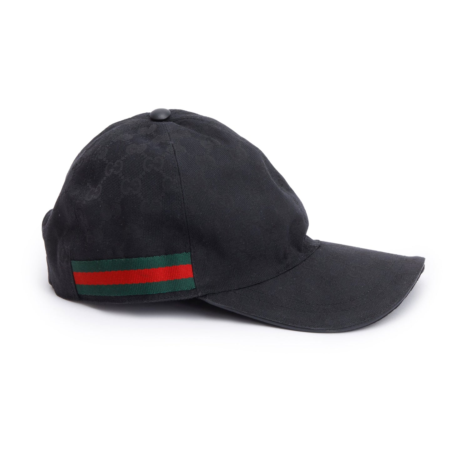 Gucci Black GG Canvas Baseball Hat with Web, Size XL 60