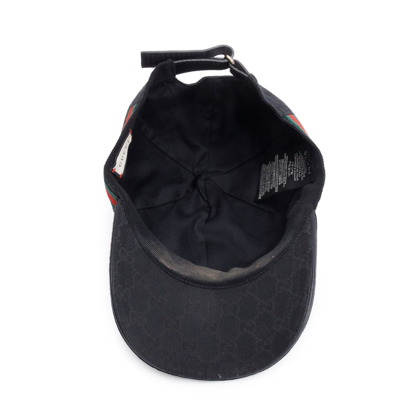 Gucci Black GG Canvas Baseball Hat with Web, Size XL 60