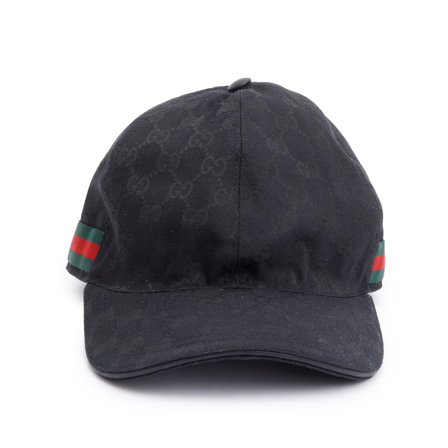 Gucci Black GG Canvas Baseball Hat with Web, Size XL 60