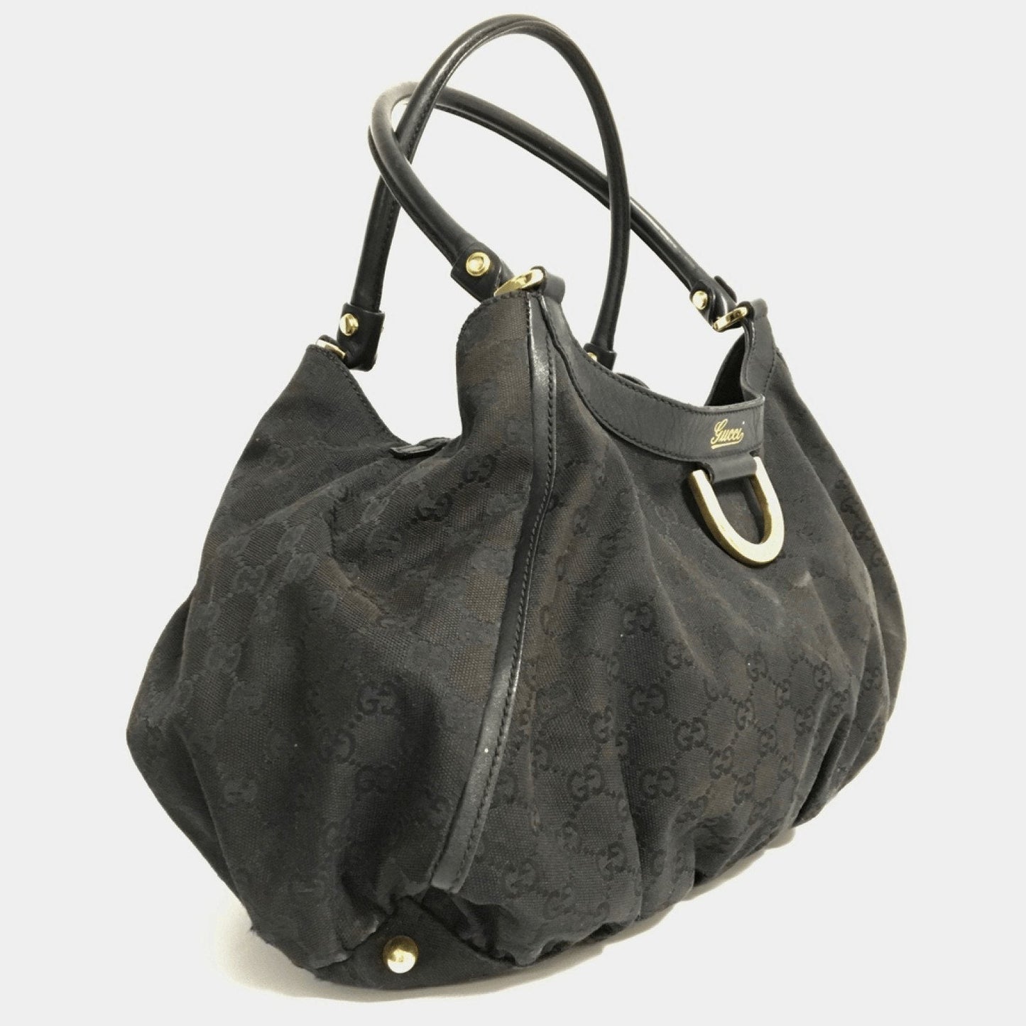 Gucci Black GG Canvas D Large Shoulder Bag