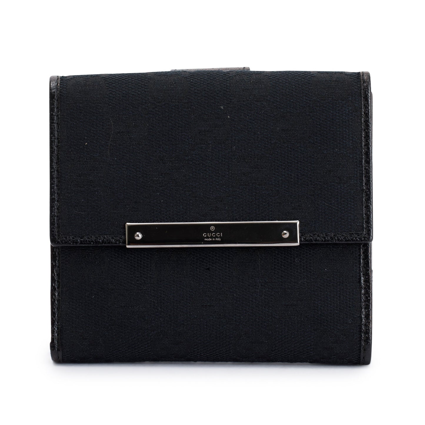 Gucci Black GG Canvas French Flap Wallet