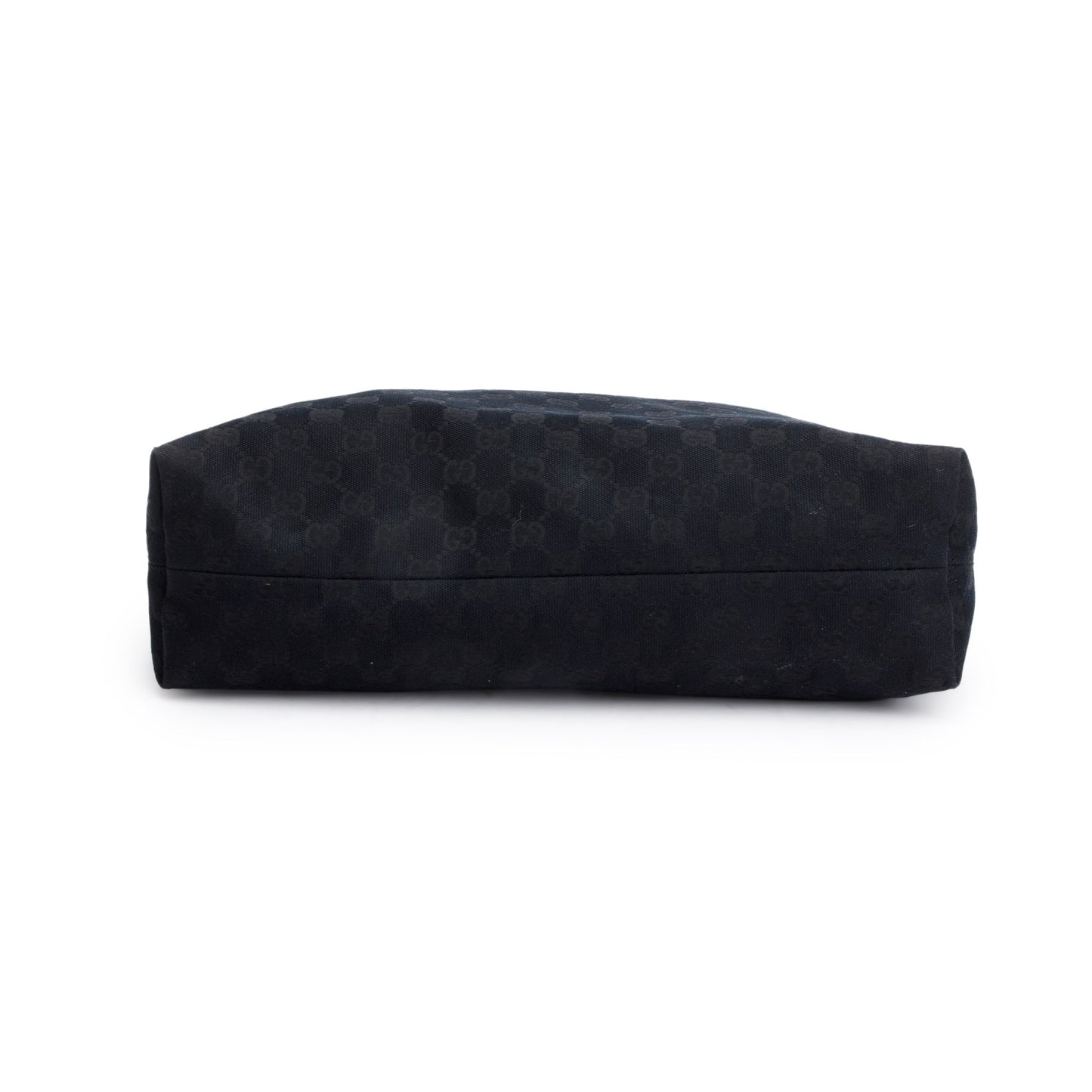 Gucci Black GG Canvas  Leather Trim Medium Icon Bit Hobo