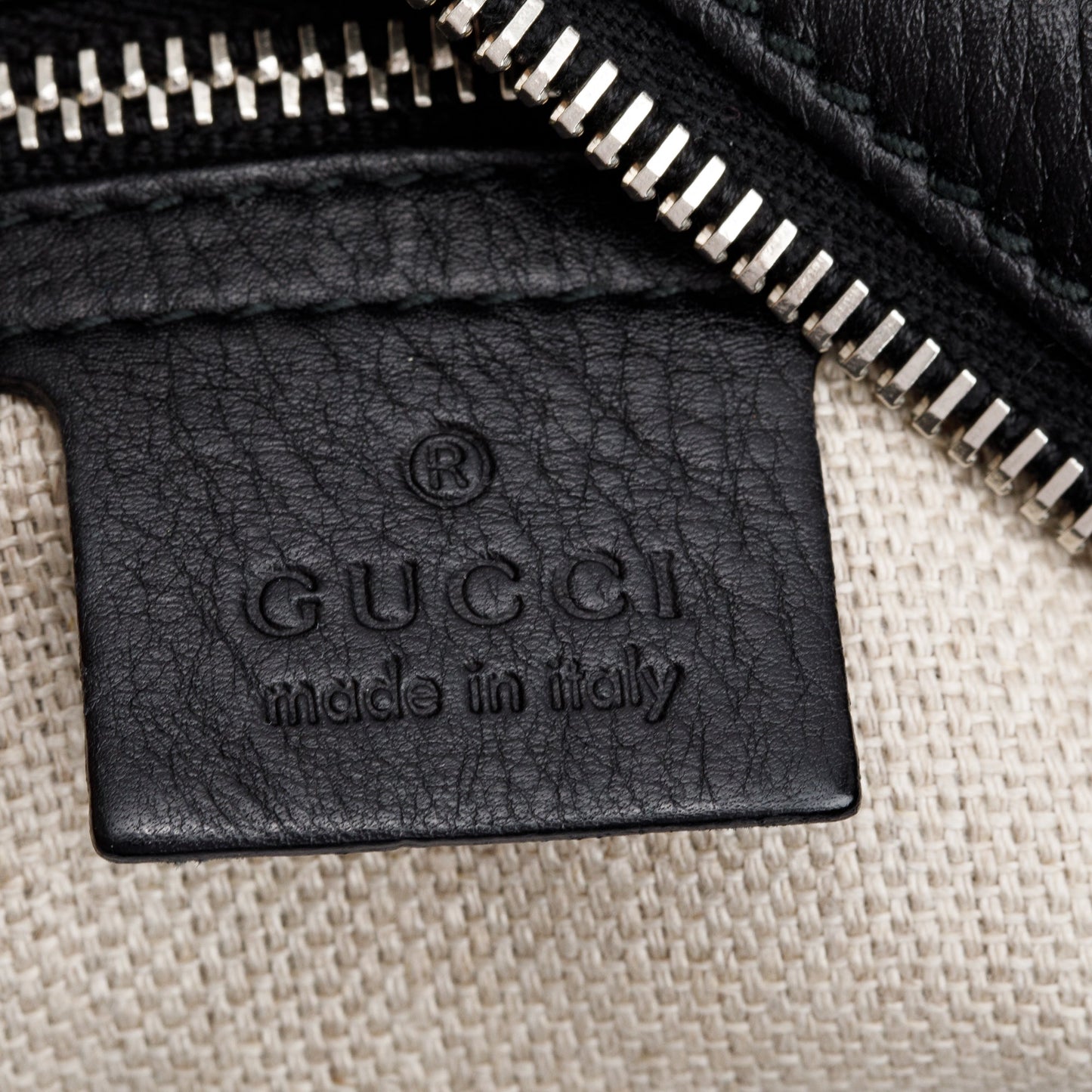 Gucci Black GG Canvas  Leather Trim Medium Icon Bit Hobo