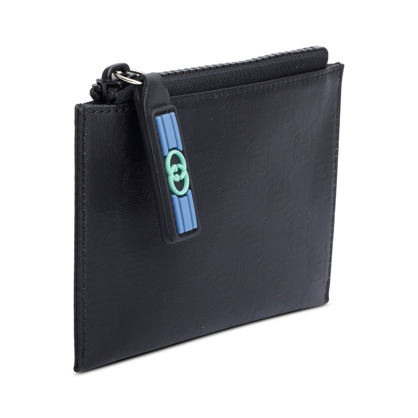 Gucci Black GG Crystal Zip Card Case Wallet