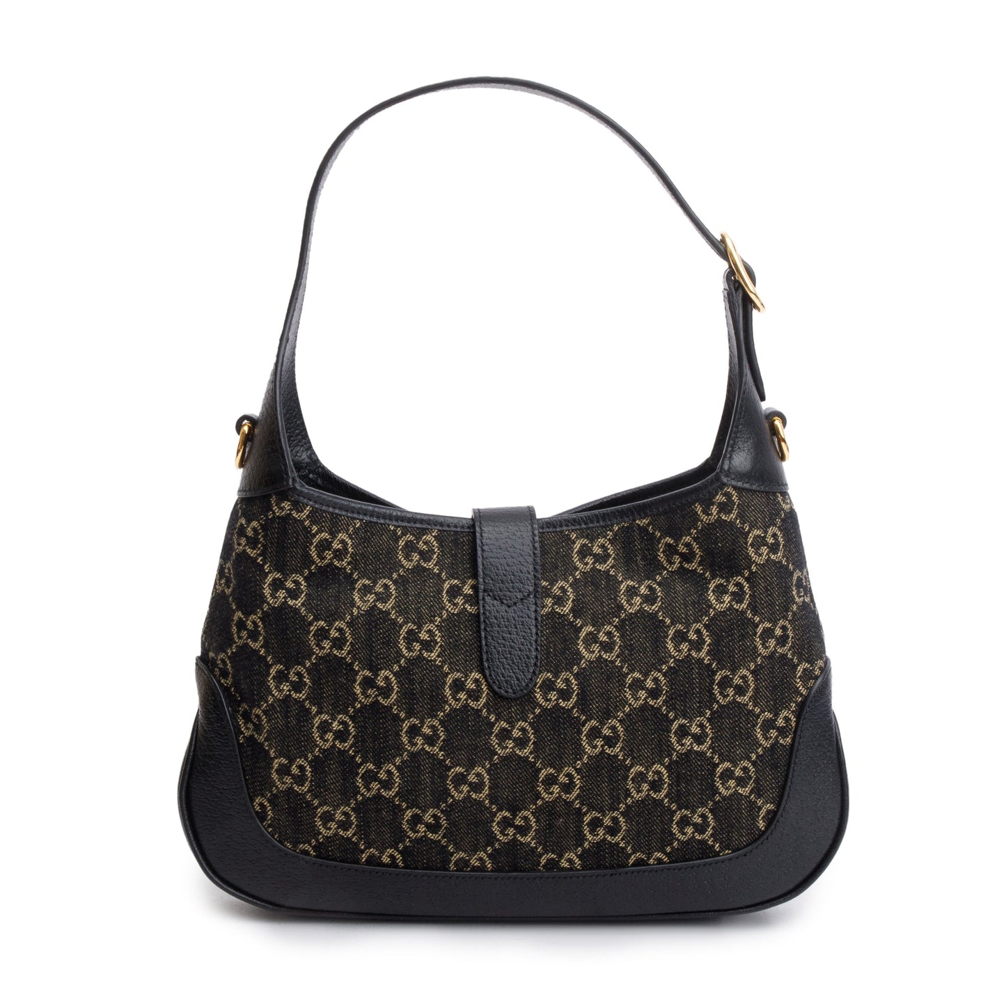 Gucci Black GG Denim Leather Trim Jackie 1961 Mini Shoulder Bag
