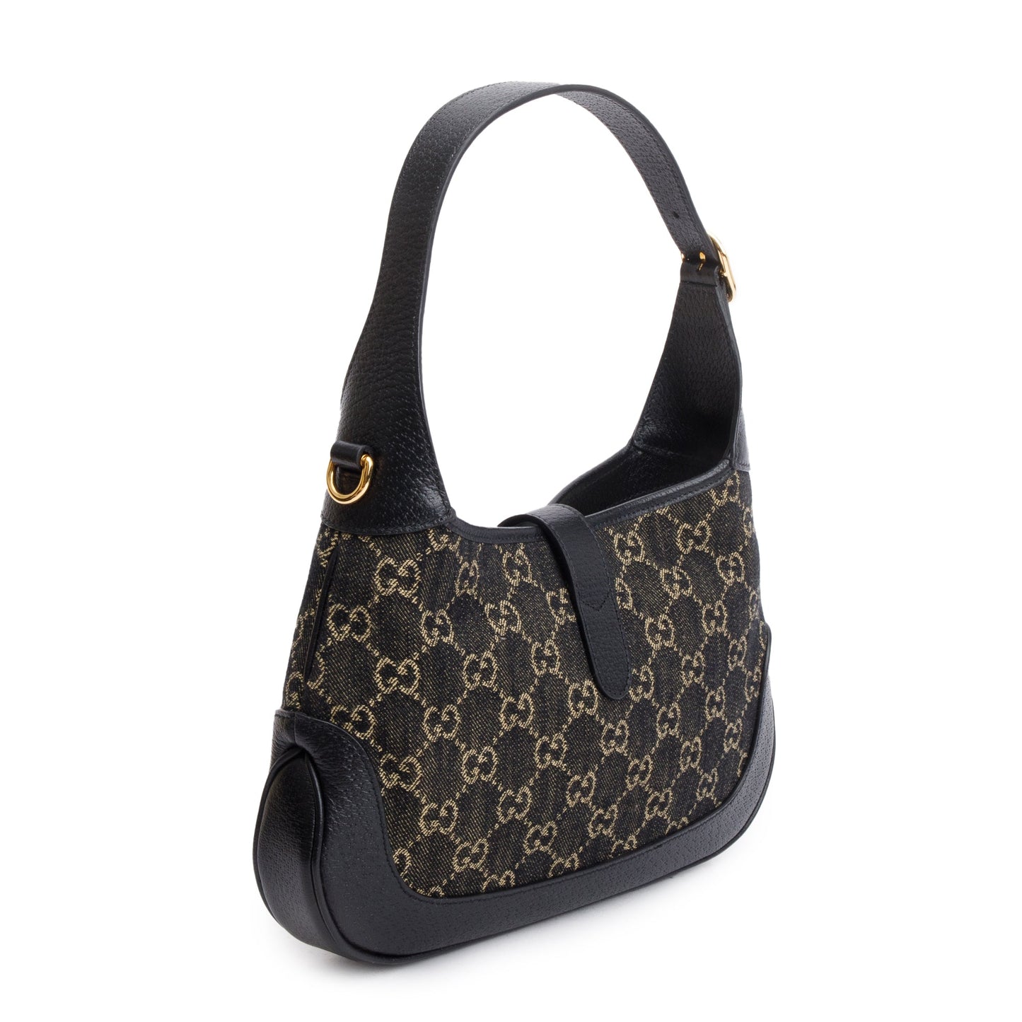 Gucci Black GG Denim Leather Trim Jackie 1961 Mini Shoulder Bag