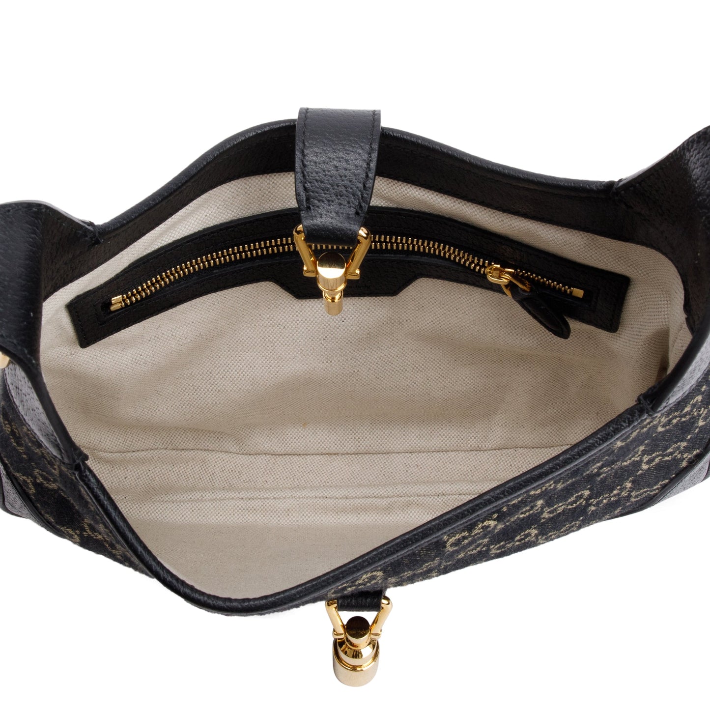 Gucci Black GG Denim Leather Trim Jackie 1961 Mini Shoulder Bag